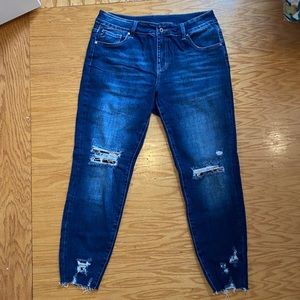 Leopard print patch destructed KanCan skinny jeans Size 14